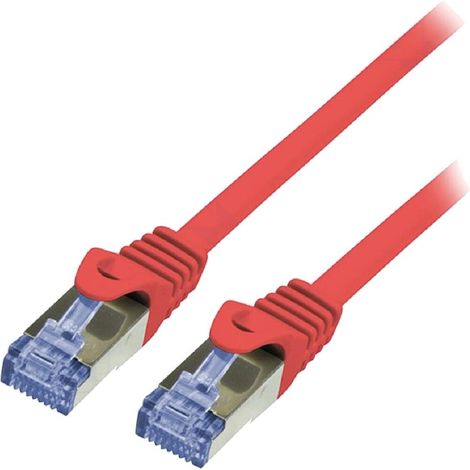 Cable reseau RJ45 male S-FTP Cat 6a rouge- 10m