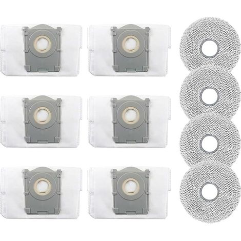 Lot de 10 kits accessoires pour aspirateur Ecovacs Deebot T50 Max /T50 Pro /T50 Omni /T50 Pro Omni /T50 Max Pro, 4 serpillères et 6 sacs à poussière (1/5)