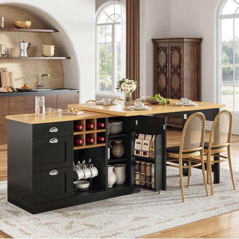 Tavolo allungabile da cucina con contenitore MDF nero OKMYHOME (1/5)
