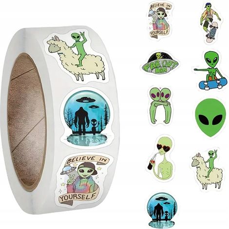 Pegatinas en rollo OVNI Alienígena Espacio Scrapbooking DIY 300 piezas.