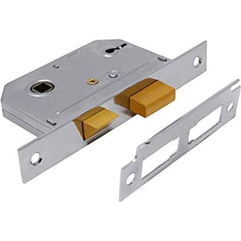 Serrure à mortaise à 2 leviers P-M246-CH-63, Visi Pack, adaptée aux portes intérieures, chrome poli, 2,5 pouces/64 mm (1/4)