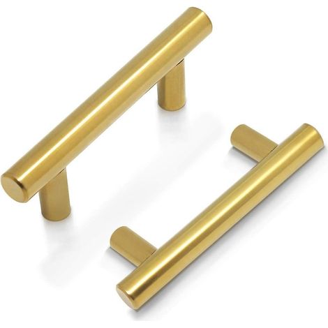 Poignée de meuble en laiton - Barre de porte en forme de T pour meubles de cuisine, acier inoxydable - 9 tailles (1/5)