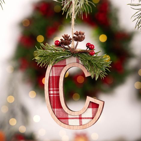 Pendentif Décoration Arbre De Noël - Lettres Personnalisables A À Z - Ornement Suspendu Pour Sapin - 26 Pièces (1/5)