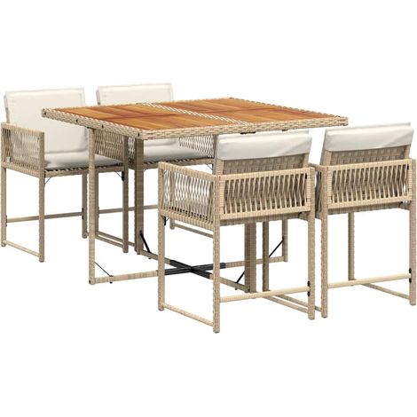 Maison Exclusive - Set comedor de jardín 5 pzas con cojines ratán (1/5)