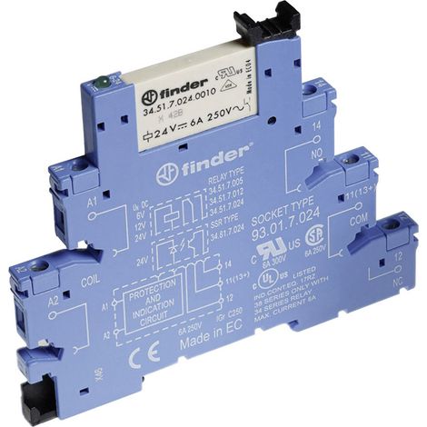 Finder 38.61.7.012.5050 Relaisbaustein Nennspannung: 12 V/DC Schaltstrom (max.): 6 A 1 Wechsler  1 S