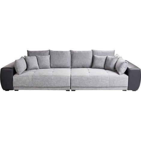 Sofa with 8 Pillows Grey Black Fabric Upholstery 3 Seater Pillow Back TORPO