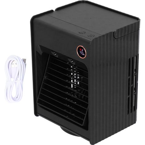 Ventilatore umidificatore a spruzzo oscillante 2 in 1 – Ricarica USB – Nero – Da tavolo