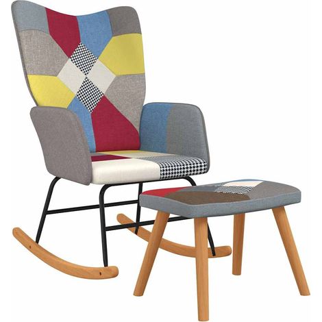vidaXL Rocking Chair with a Stool Patchwork Fabric (1/5)