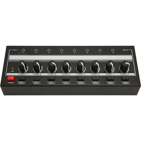 Amplificateur de casque stéréo 8 sorties 1 entrée, son clair, compact, en métal, pour studio et scène, prise UE 100-240 V (1/5)