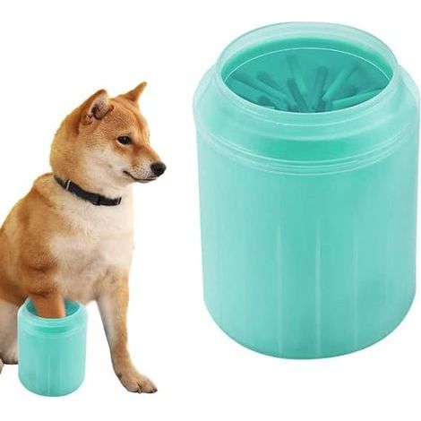 Detachable 360° Cleaning Cat Dog Cleaning Cup Pet Washing Cup Pet Dog Paw Cleaning Cup with Soft Silicone Bristle(green)