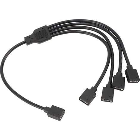 Câble répartiteur ARGB 1 vers 4 femelles, 5 V, 3 broches, pour boîtier PC, refroidisseur de processeur et ventilateur ARGB 5 V, noir (1/5)