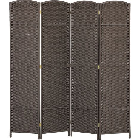Paravento pieghevole a 4 pannelli in legno marrone, 160 x 170 cm (1/5)