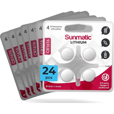 Piles CR2032 Lot de 24 - Batteries 2032 Lithium 3V - Sunmatic (1/5)