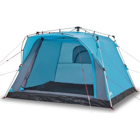 vidaXL Tienda de campaña cabaña 4 personas apertura rápida azul (1/2)