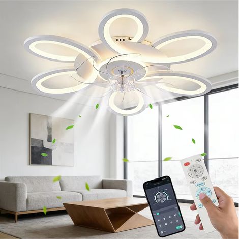 Ventilateur de Plafond LED Intelligent 63,5 cm, Télécommande et Contrôle APP, Éclairage Dimmable, 6 Vitesses, Moteur DC Réversible, Plafonnier Ventilateur pour Chambre, Cuisine et Salon (1/5)