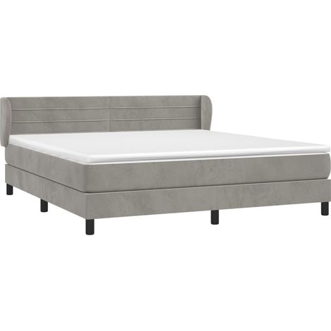Sommier à lattes de lit et matelas Gris clair 180x200cm Velours vidaXL