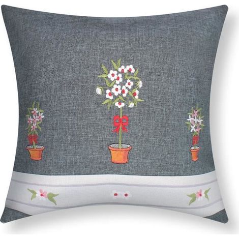 Housses de coussin - AVIZAR - Lot de 2 - 40x40 cm - Brodées - Multicolore - Contemporain (1/5)