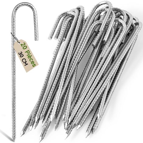 30 cm robuste, rostfreie Ankerpfähle aus verzinktem Stahl mit J-Haken für Trampolinzelte – geeignet für Camp, Garten, Unterschlupf und Schaukeln