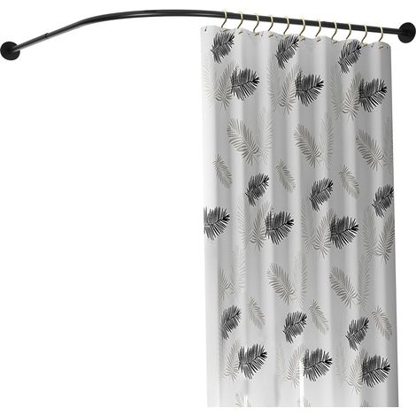 TTringle à rideau de douche d'angle réglable en acier inoxydable 201, extensible :90-130 x 90-130cm cm, charge maximale 8 kg, barre d'angle pour baignoire, douche et salle de bain (noir) (1/5)