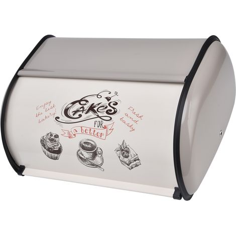 Boîte de rangement pour pain gris métal, petit tambour, coffre de stockage, boîte à pain (1/5)