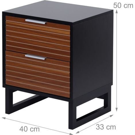 Mesita de noche moderna con dos cajones almacenamiento 45 x 40 x 60 cm estilo contemporáneo de madera negra 130017751 (1/2)