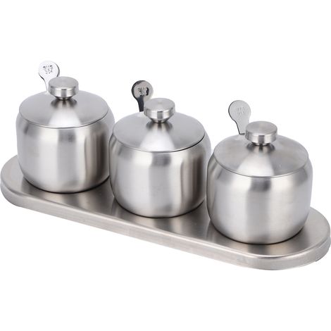 Ensemble de pots à épices en acier inoxydable 304 pour condiments, épices, sel, sucre et poivre. (1/5)