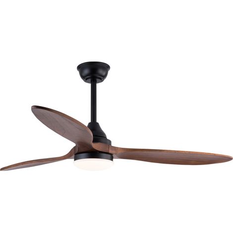 Ventilatore da soffitto 52" nero con luce LED 3 CCT, 3 pale in legno, telecomando (1/5)
