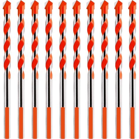 Foret de Maçonnerie d'Alliage de Triangle Multifonctionnel Jeu de Forets pour Carrelage Béton Brique Verre Plastique Marbre 6mm Orange 10 Pièces-Oi-FRIS (1/5)