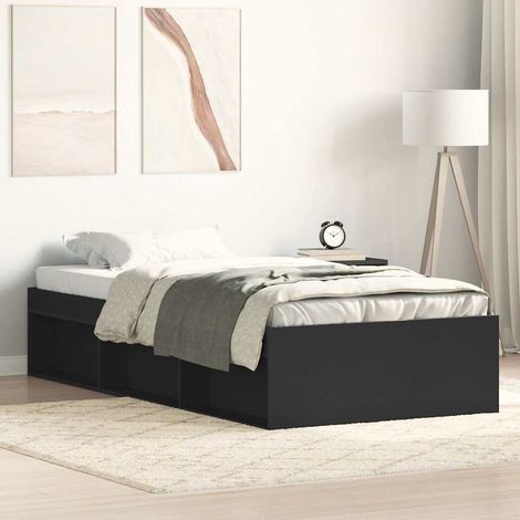 Estructura de cama negra 90x190 cm (1/5)