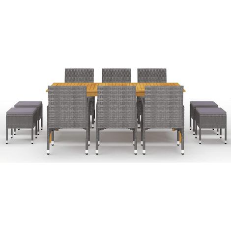 Maison Exclusive - Set Mobili da Pranzo per Giardino 11 pz Grigio