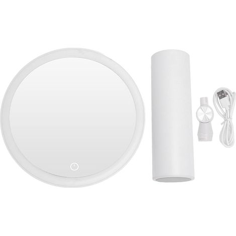 Desktop Lighted Makeup Mirror 3 Color Temperature Dimmable Cordless LED Light Vanity Mirror for Dorm Bedroom Bathroom Travel White (1/5)