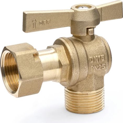 Robinet à bille pour compteur d'eau équerre avec 1/2'' FM et écrou à chapeau 3/4''