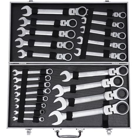 22 pièces Clé à cliquet avec tête mobile, 6-32mm, pour la réparation de tuyaux, entretien automobile, usage domestique (1/5)