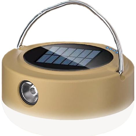 Lanterne LED, lanterne solaire de camping, lampe de camping extérieure, lampe de tente étanche, pour pannes de courant, situations d'urgence (kaki) (1/5)