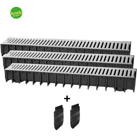 Kit canali per drenaggio acqua in pp con griglia zincata serie sabdrain l= 100 cm h= 12 cm p= 12 cm SAB