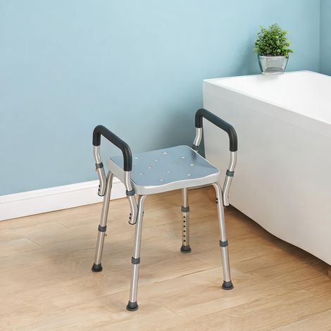 Tabouret de douche aluminium avec accoudoirs hauteur réglable (1/5)