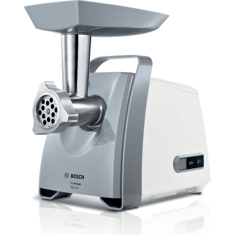 Bosch – Hachoir à viande 1600 W – Traitement rapide 3 kg/min – Accessoire saucisse et kebab – Grande stabilité avec pieds ventouse