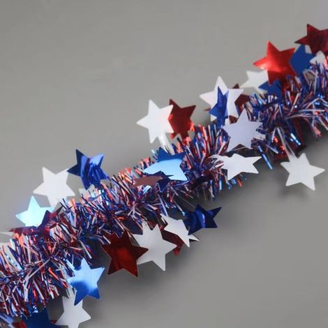 Guirlande En Paillettes - Rouge Blanc Bleu Étoilée - Décoration Festive Pour Fêtes Patriotiques - Intérieur Et Extérieur - 3 M (1/5)