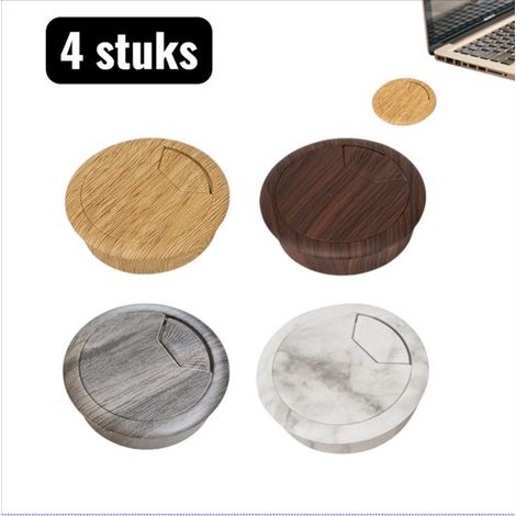 Lot de 4 passe-câbles de bureau 50 mm – Cache-câbles pour gestion des fils sur bureaux d'ordinateur – Installation facile