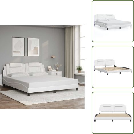 The Living Store Cadre de lit sans matelas blanc 180x200 cm similicuir - Lit Plateforme - Lit Double - Cadre De Lit Blanc - Literie - Meubles De Chambre