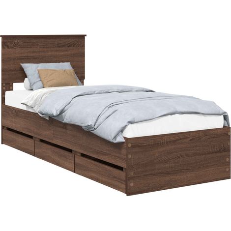 Maison Exclusive - Bettrahmen Braun Eichen-Optik 75 x 190 cm Inge