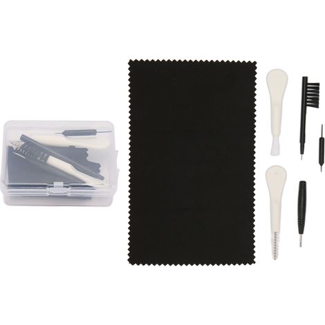 Kit d'entretien pour écouteurs 6 pièces : brosses nettoyantes, outil anti-débris, cure-oreille amplificateur sonore, blanc. (1/5)