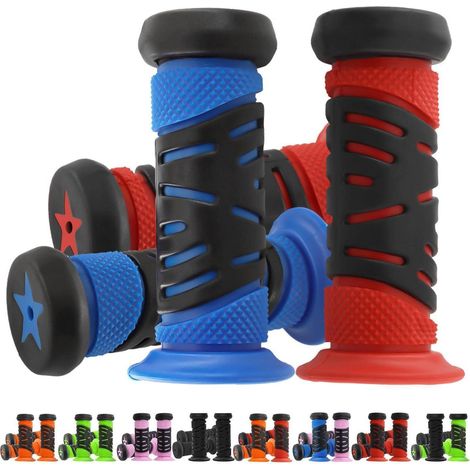Fahrradgriffe Kinder 22mm mit Prallschutz, rutschfest, 95mm, Blau+Rot (1/5)