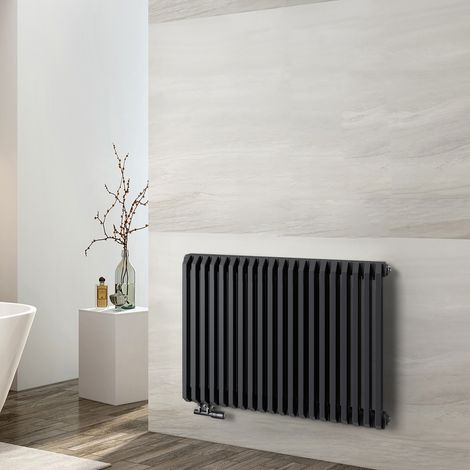 EMKE Radiateur eau chaude en acier, Radiateur à Eau Chaude Mural, Tube en forme de D, Anthracite 600x840mm 1383W (1/5)
