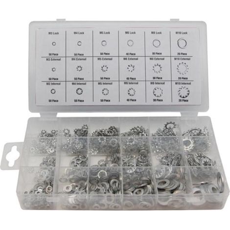 Toolland Rango de anillos de cierre, 720 piezas, diferentes tamaños, de color níquel