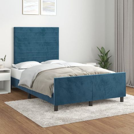 Cadre de lit sans matelas-Structure de lit bleu foncé 120x200 cm velours 453458 (1/5)