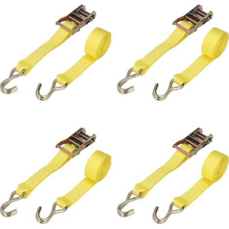 Sangle d'arrimage à cliquet 2 t (4409 lb), 3 m (10 pi) x 38 mm, crochet en J, pour fixation sur remorque, utilitaire, poids lourd ou auto. (1/5)