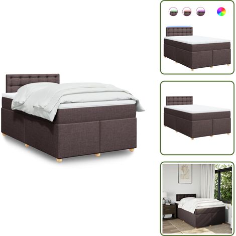 Sommier à lattes de lit et matelas marron foncé 120x190cm tissu - Sommier À Lattes De Lit - Sommiers À Lattes De Lit - Lit - Meuble De Chambre À Coucher (1/5)