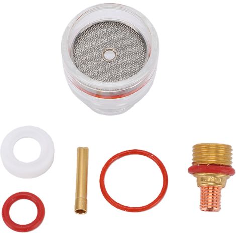 Kit de coupelles en verre pour torche, adapté au soudage WP 17 18 26 et corps de pince de lentille à gaz de 1/8 pouces 3.2mm avec rondelle en Silicone (1/5)