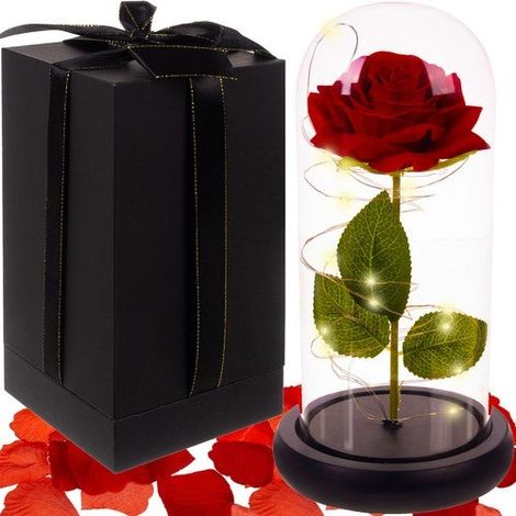 Rosa eterna nel vetro, una rosa splendente, bellissima idea regalo a LED (1/5)